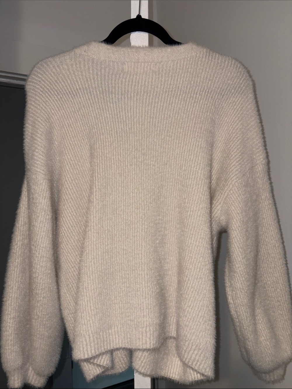 Ivory Button-Front Fuzzy Cardigan - Picture 3 of 3